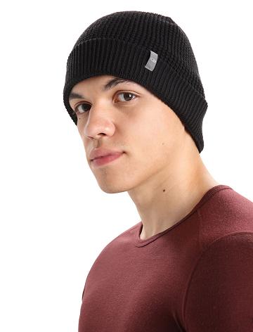 Black Icebreaker Unisex Merino Feadan Slouch Beanie Women's Hats | AU 1479LISH